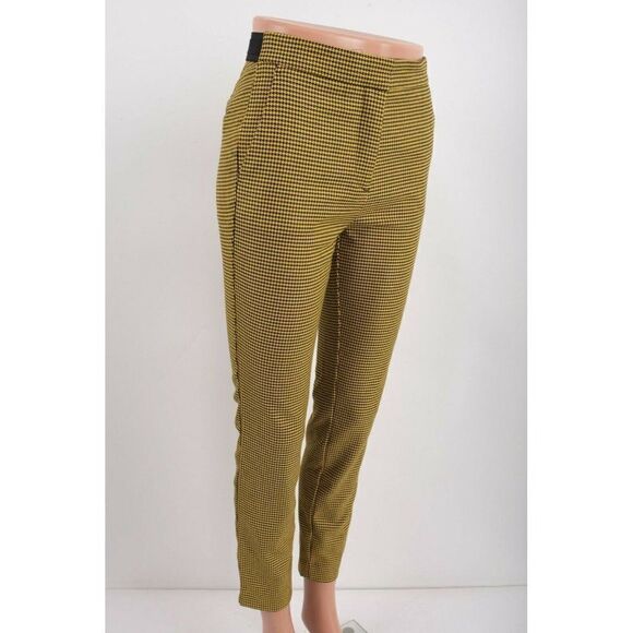 Zara Womens Jogger Pants Yellow Black Houndstooth - Picture 2 of 9